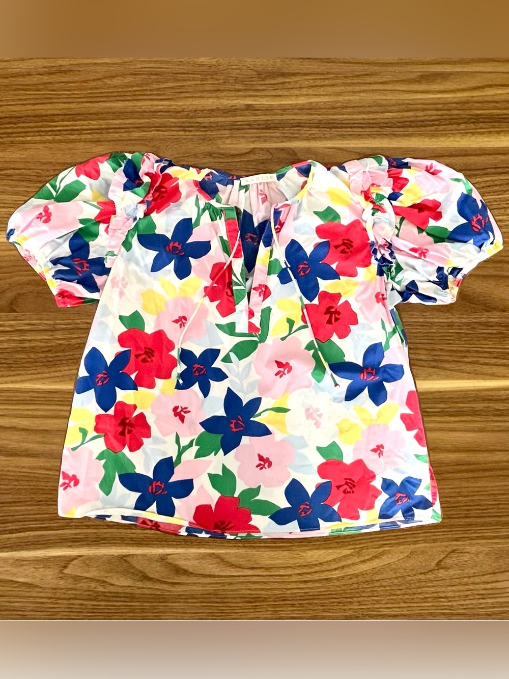 Karlie Women Cotton Multicolor Floral Puff Sleeve Blouse Boutique Boho Chic